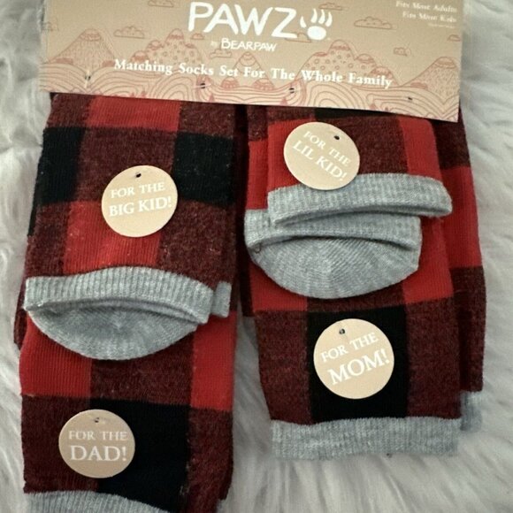 PAWZ by Bearpaw Matching socks set family buffalo plaid crew NWT Mom Dad Kids - Picture 3 of 9